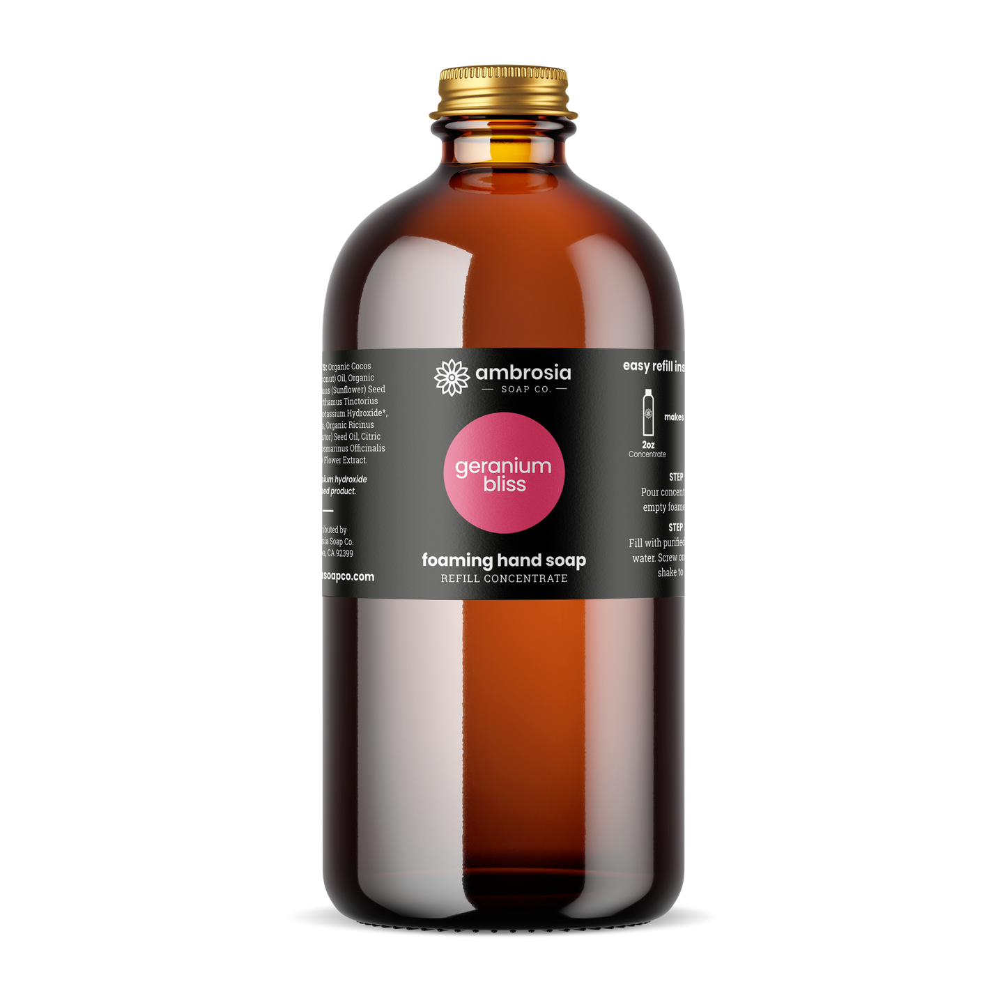 Family Size: Geranium Bliss Soap Concentrate, Glass Packaging