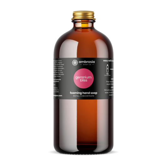Family Size: Geranium Bliss Soap Concentrate, Glass Packaging