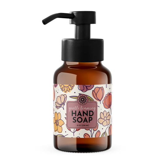 Glass Foaming Dispenser, Whimsical Flowers