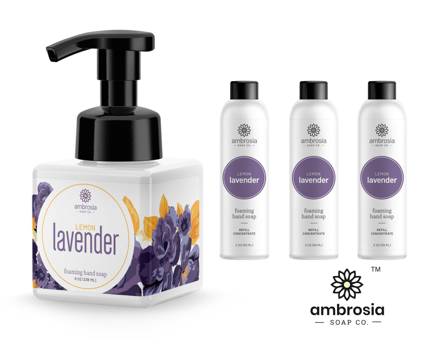 Lemon Lavender Floral dispenser Bundle with 3 Concentrates